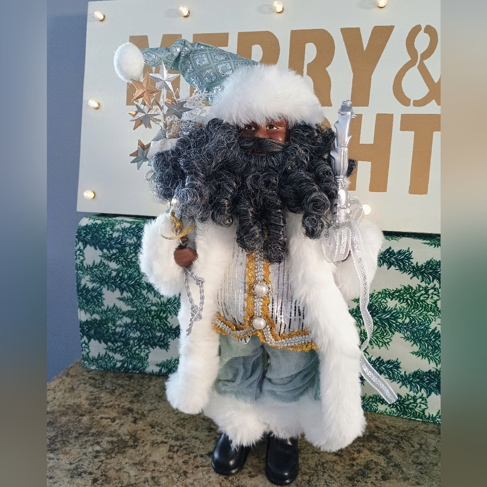 African American/Black Santa Claus Metallic Mint Ice Colorway